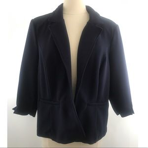 Navy Blue Ribbed Blazer w/ Welt Pockets